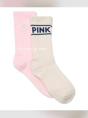 PINK Victoria's Secret Two-Pack Men's Crew Socks - Light Pink & Cream